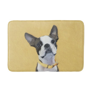 Tapete De Banheiro Pintura de Boston Terrier - Arte de Cachorro Origi