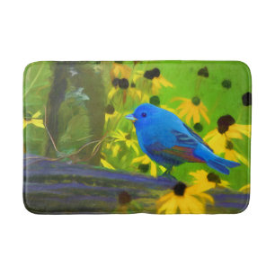 Tapete De Banheiro Pintura de Bunting Indigo - Arte de Pássaro Origi