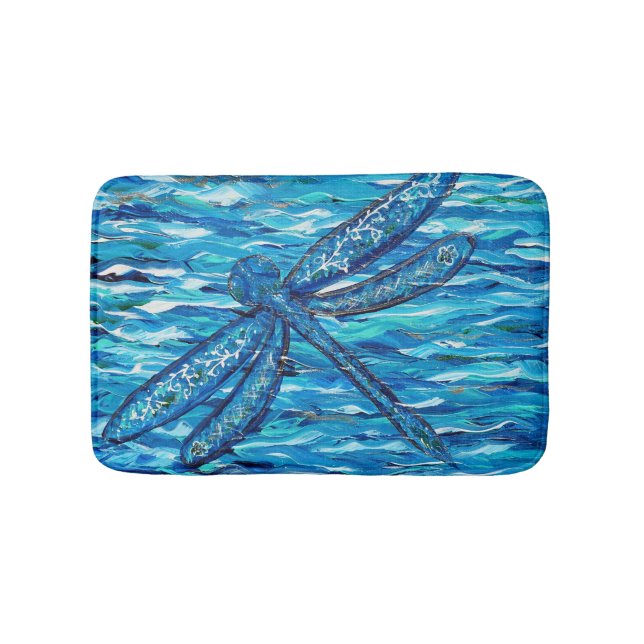 Tapete De Banheiro Pintura de Dragonfly Azul (frente)