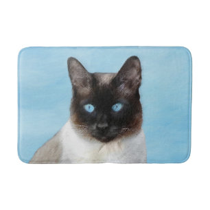 Tapete De Banheiro Pintura de Gatos Siameses - Arte de Gato Original