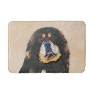 Tapete De Banheiro Pintura de Mastiff Tibetano - Arte de Cachorro Ori