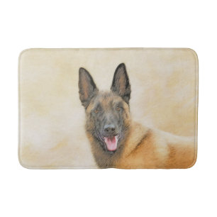 Tapete De Banheiro Pintura em Malinois Belga - Arte Cachorra Original