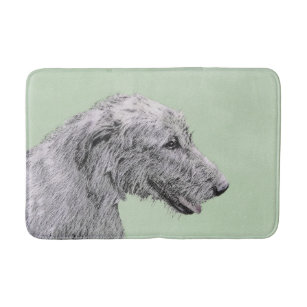 Tapete De Banheiro Pintura em Wolfhound Irlandês - Arte em Cachorro O