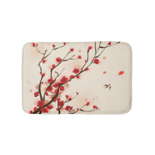 Tapete De Banheiro Pintura oriental do estilo, flor da ameixa no