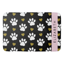 Tapete De Banheiro Pinturas De Cães, Patas Brancas, Corações Dourados