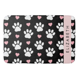 Tapete De Banheiro Pinturas De Cães, Patas Brancas, Corações Rosa, Se