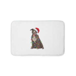 Tapete De Banheiro Pittie Pitbull Natal Luzes Xmas Cachorro Lover