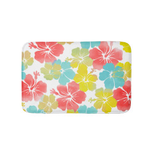 Tapete De Banheiro PixDezines Hibiscus/laranja/azul/amarelo