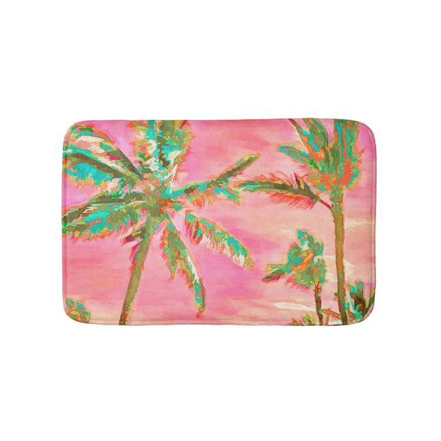 Tapete De Banheiro PixDezines Vintage Hawaiian Beach/Pink (frente)