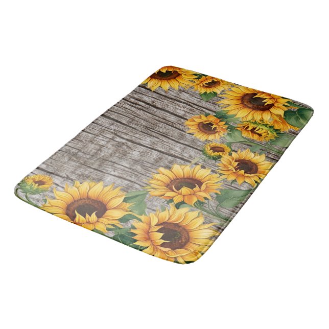 Tapete De Banheiro Placa de Cinzas Rustic Sunflower & Weathered (Angulado)