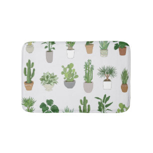 Tapete De Banheiro Plantas caseiras, padrão de rabisco de vintage