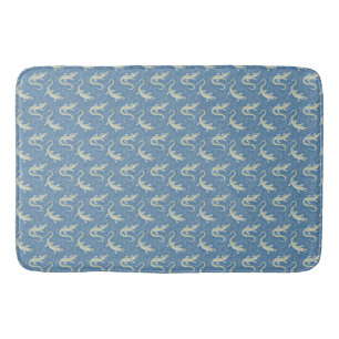 Tapete De Banheiro Playful Green Alligator Paisley em azul