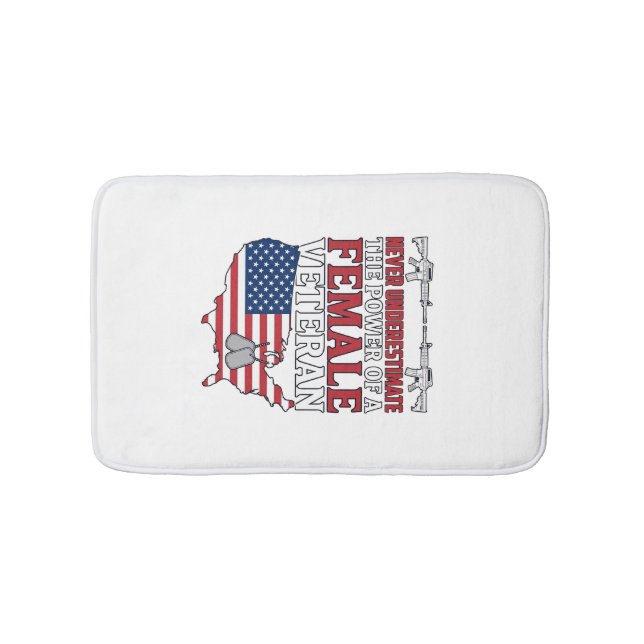 Tapete De Banheiro Poder de Veterana Patriótico Design de Camisa Vint (frente)