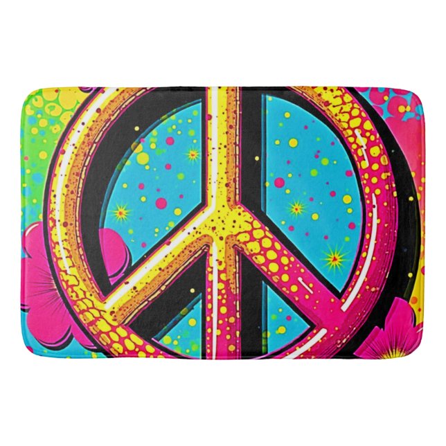 Tapete De Banheiro Poder Floral Groovy Paz (Frente)