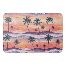 TAPETE DE BANHEIRO POENTE DE VERÃO AOUARELA LARANJA E ROXO