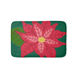 Tapete De Banheiro Poinsétia de Natal Vermelha e Rosa