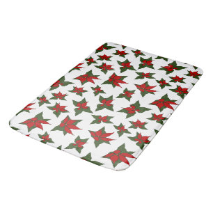 Tapete De Banheiro poinsétia vermelha padrão floral de Natal