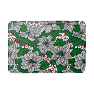 Tapete De Banheiro Poinsettia branca, padrão de Natal