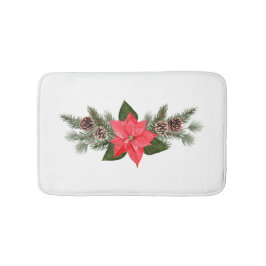 Tapete De Banheiro Poinsettia de Natal com Pinhas
