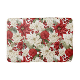 Tapete De Banheiro Poinsettia de Natal – Design Floral de Feriado
