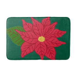 Tapete De Banheiro Poinsettia de Natal Vermelha