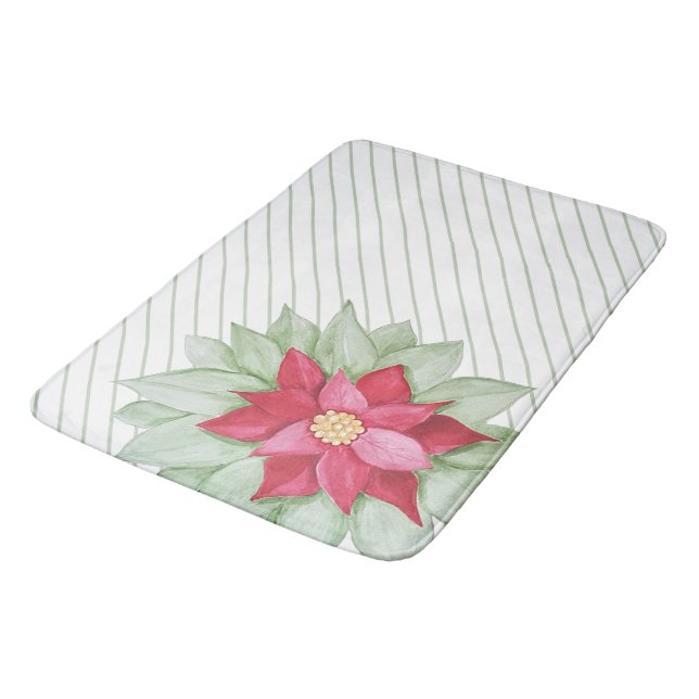 Tapete De Banheiro Poinsettia Natal Pintado com Aquarela (Angulado)