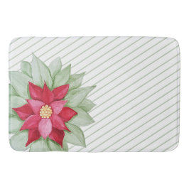 Tapete De Banheiro Poinsettia Natal Pintado com Aquarela