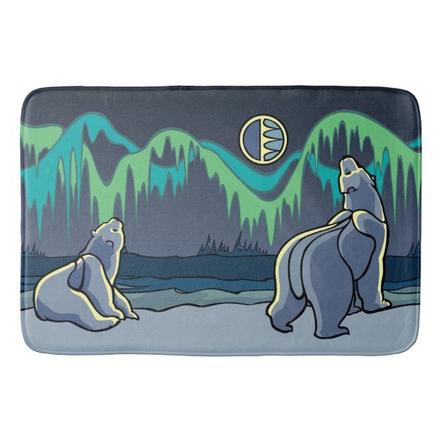 Tapete De Banheiro Polar Bear Bathmat Native Art Bath Decor Personali (Frente)