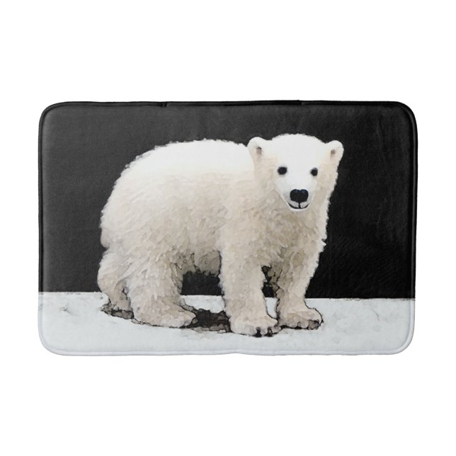 Tapete De Banheiro Polar Bear Cub Painting - Arte Original (Frente)