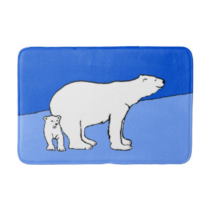 Tapete De Banheiro Polar Bear Mãe e Pintura em Cubo - Arte Selvagem