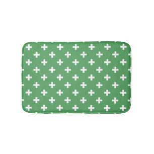 Tapete De Banheiro Polka branca cruza a verde