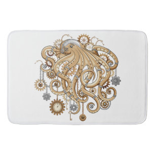Tapete De Banheiro Polvo Steampunk Retro Fantasia Mecânica