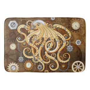 Tapete De Banheiro Polvo Steampunk Retro Fantasia Mecânica