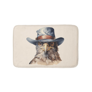 Tapete De Banheiro Pombo engraçado usando chapéu de cowboy, aquarela