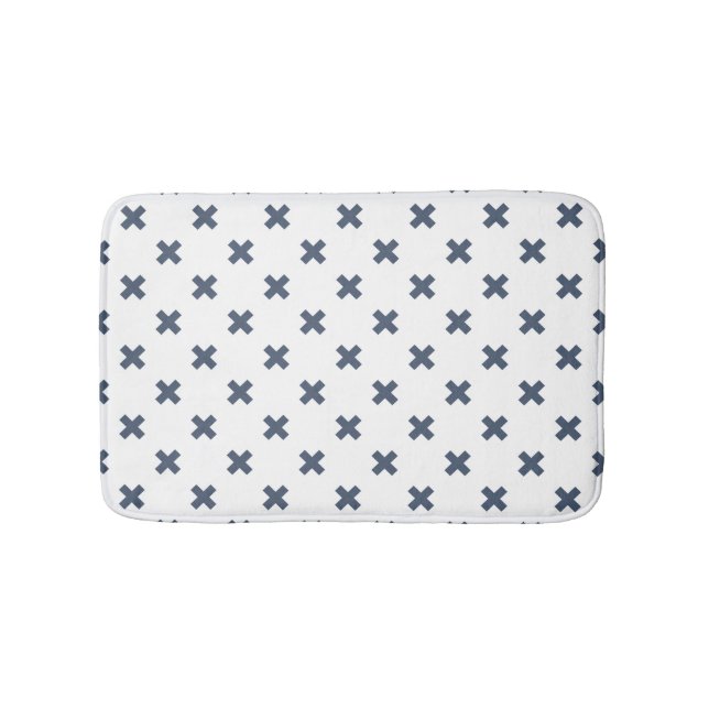 Tapete De Banheiro Pontos crus de cinza azul em branco (frente)