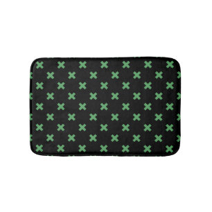 Tapete De Banheiro Pontos de cruz verdes em preto