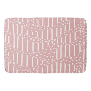 Tapete De Banheiro Pontos e tiras 2 - Cor-de-rosa e branco