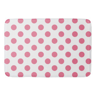 Tapete De Banheiro Pontos polka rosa e branco