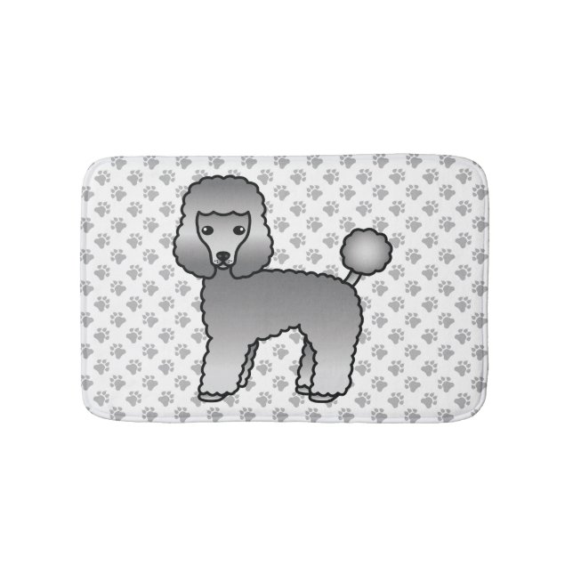 Tapete De Banheiro Poodle Toy Cinza Fofo Cachorro Cartoon (frente)
