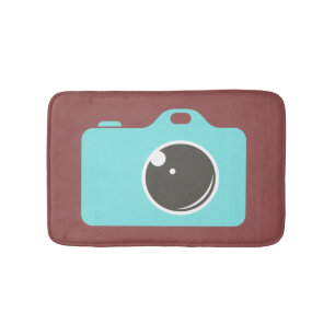 Tapete De Banheiro Pop Art Blue Camera Burgundy