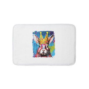 Tapete De Banheiro Pop Art Colorida Bunny Rabbit King Queen