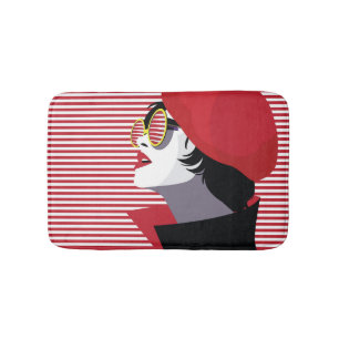 Tapete De Banheiro Pop Art Fashion Woman Vintage