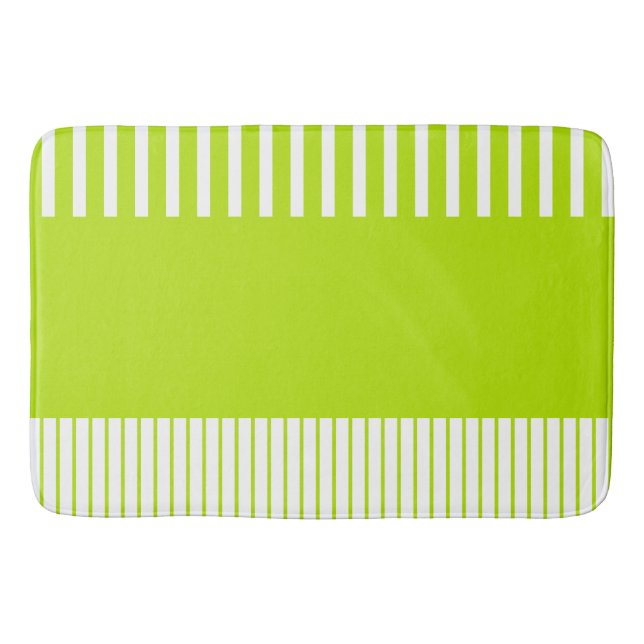 Tapete De Banheiro Pop de cores em Verde limão e branco (Frente)