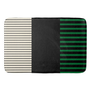 Tapete De Banheiro Pop de faixas de cor - verde, creme e preto