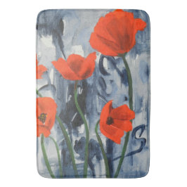 Tapete De Banheiro Poppies vermelhos na Cinza