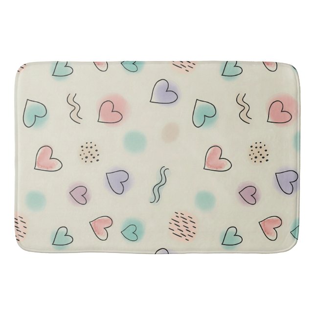 Tapete De Banheiro Portas Reproduzíveis de Corações, Pontos e Linhas  (Frente)