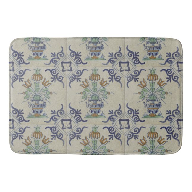 Tapete De Banheiro Pote De Flor Antiquado Com Azulejo Delft (Frente)