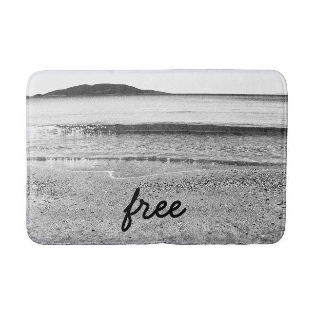 Tapete De Banheiro Praia da Areia Branca Livre e Preta (Frente)