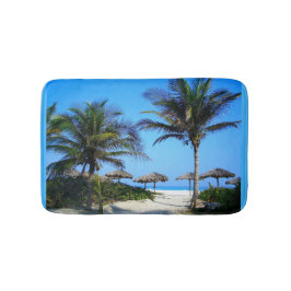 Tapete De Banheiro Praia Sandy com Palmeiras e Vista Oceânica