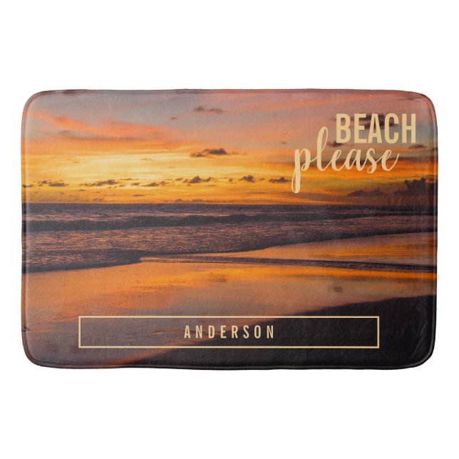 Tapete De Banheiro Praia Tropical Sunset Orange Yellow (Frente)